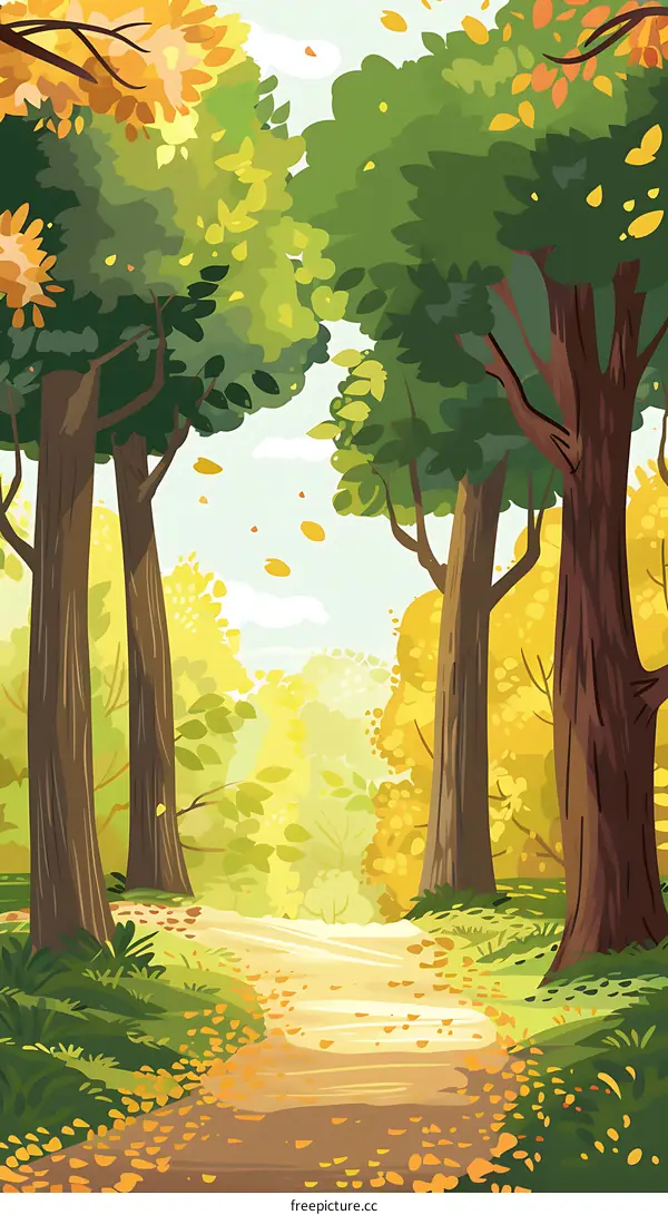 Autumn Forest Pathway Illustration