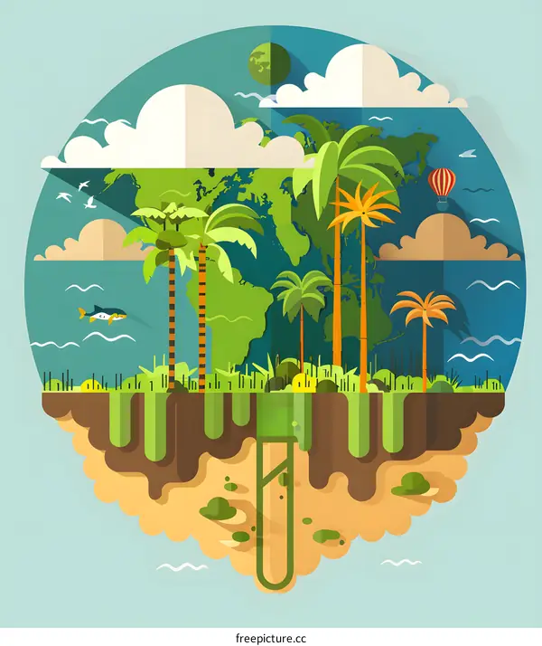 World Environment Day Earth Globe Save the Planet Illustration