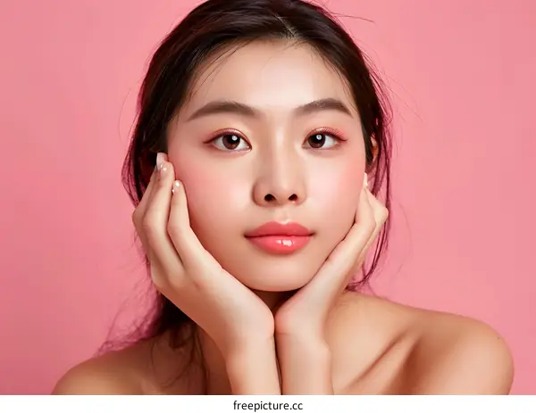 Portrait of a Young Woman with Clean Skin