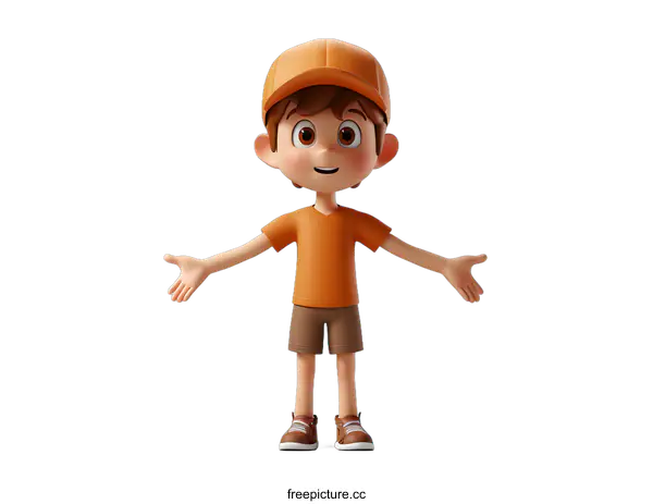 [Transparent Background PNG]3D rendering of a cute cartoon boy