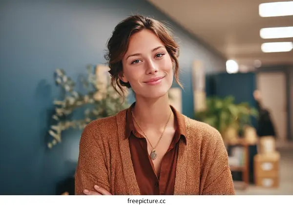 Confident Woman in Modern Office Setting