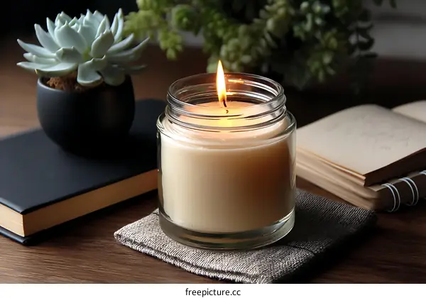 Cozy Candle Light and Nature Still Life