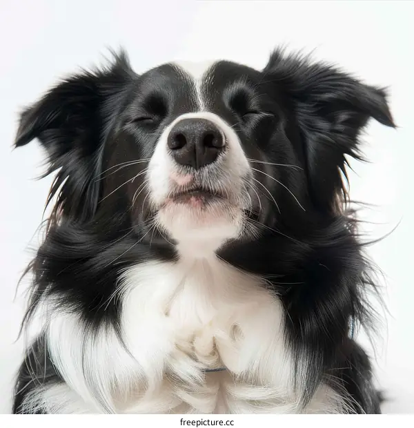 A Border Collie dog with eyes closed