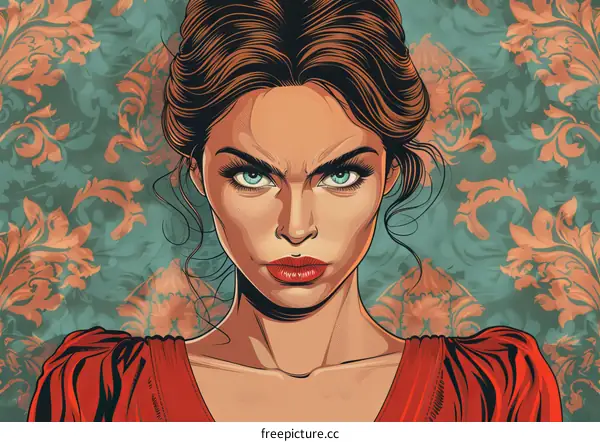 portrait of a beautiful woman with brown hair and green eyes