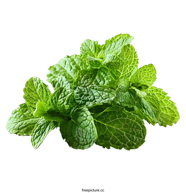 [Transparent Background PNG]Fresh Mint Leaves on White Background