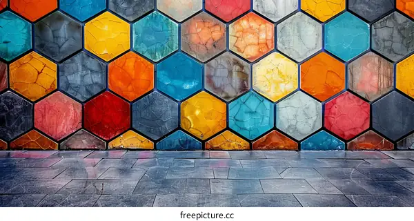 Hexagon Tiles Patterned Wall Background