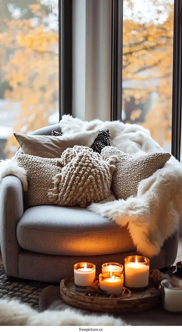 Cozy Autumn Living Room with Candles