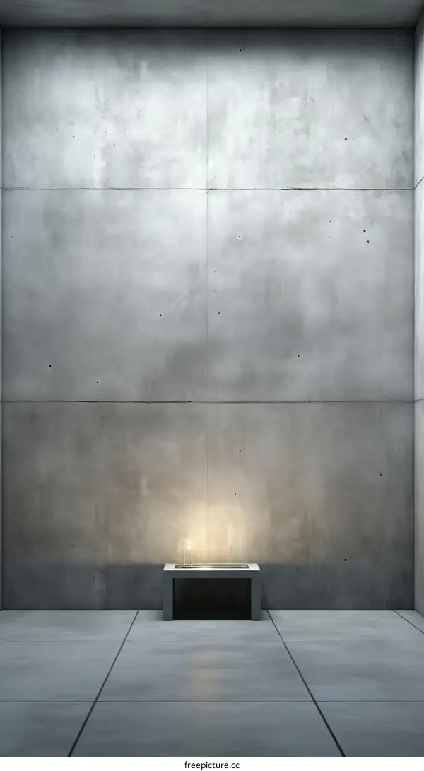 Small bright light in a large empty concrete room