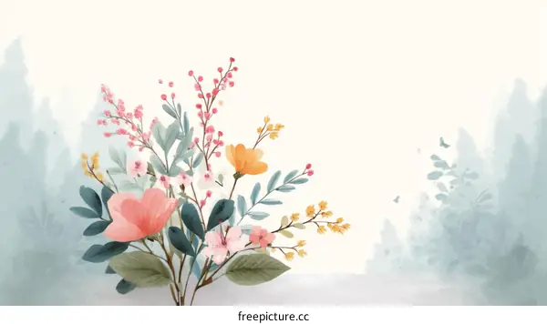 Floral Bouquet Illustration with Soft Background