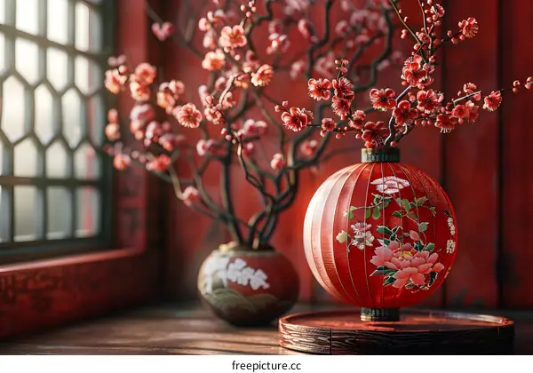 Red Chinese style vase