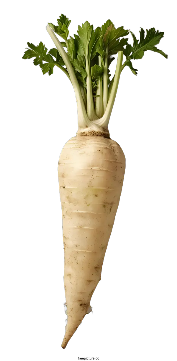 [Transparent Background PNG]Fresh Parsnip Root with Green Tops