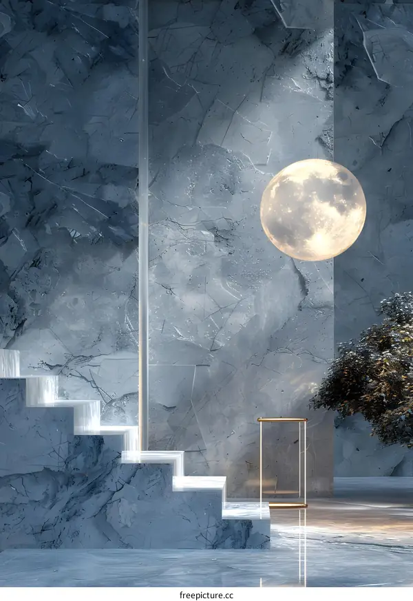 Modern Hallway with Luxurious Chandelier