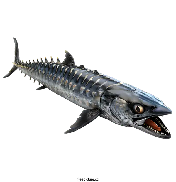 [Transparent Background PNG]Realistic King Mackerel Fish Illustration