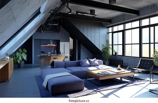 Modern Loft Living Room with Industrial Style
