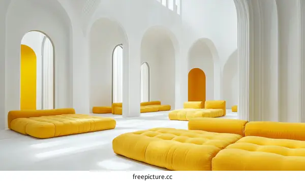 Modern Yellow Sofa Set in White Interior Design