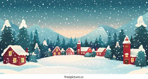 Snowy Village Landscape