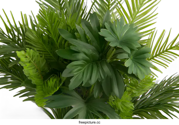 [Transparent Background PNG]Green Tropical Plants on White Background