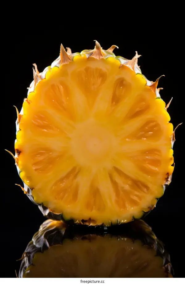 Close-up cross section of a pineapple