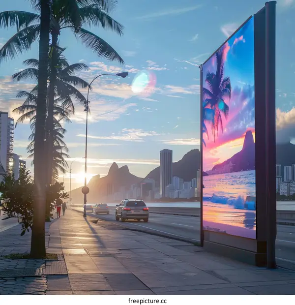 Beach side billboard in Rio de Janeiro