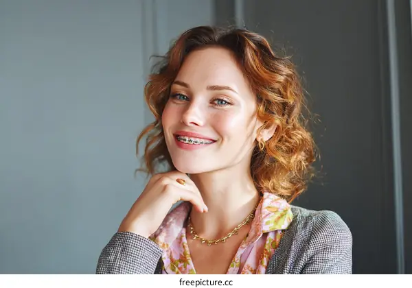 Smiling Woman with Braces