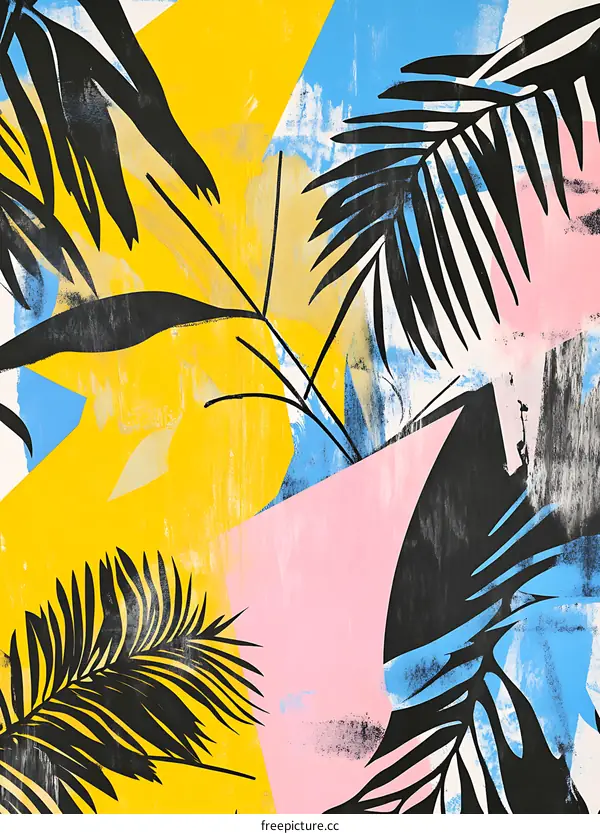 Abstract Tropical Leaves Painting