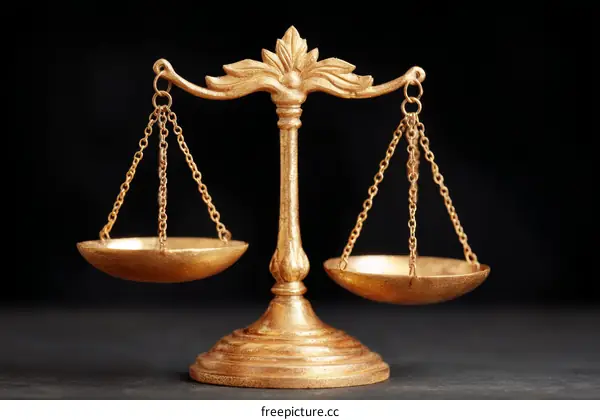 Golden Scales of Justice Symbol of Balance and Equality