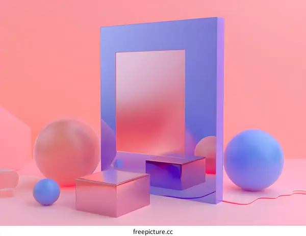 Abstract 3D Render With Geometric Shapes And Colorful Background