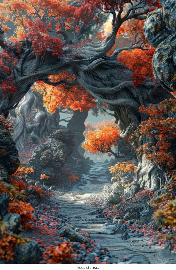 Mystical Autumn Forest Path