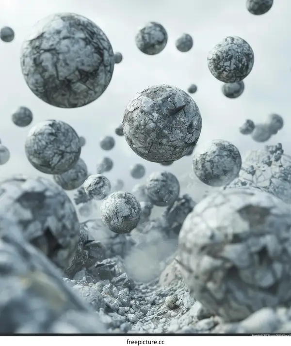 Abstract Floating Cracked Spheres
