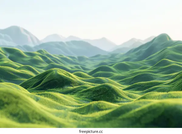 Serene Rolling Green Hills Under a Blue Sky