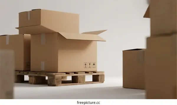 A Stack of Cardboard Boxes on Wooden Pallet