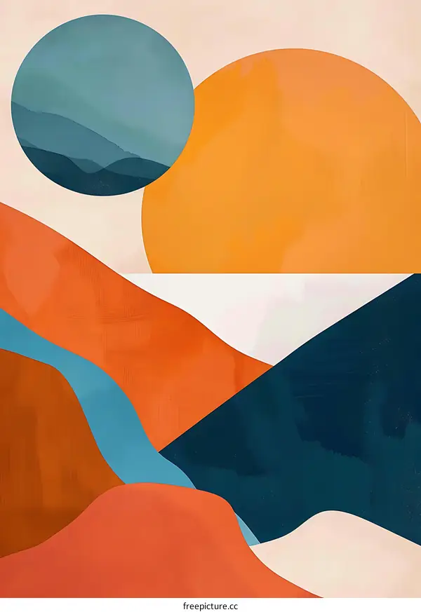 Abstract Minimalist Geometric Landscape Painting