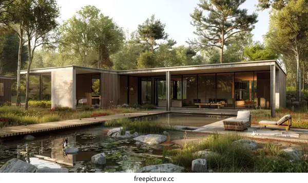 Modern Zen House in the Woods with Pool