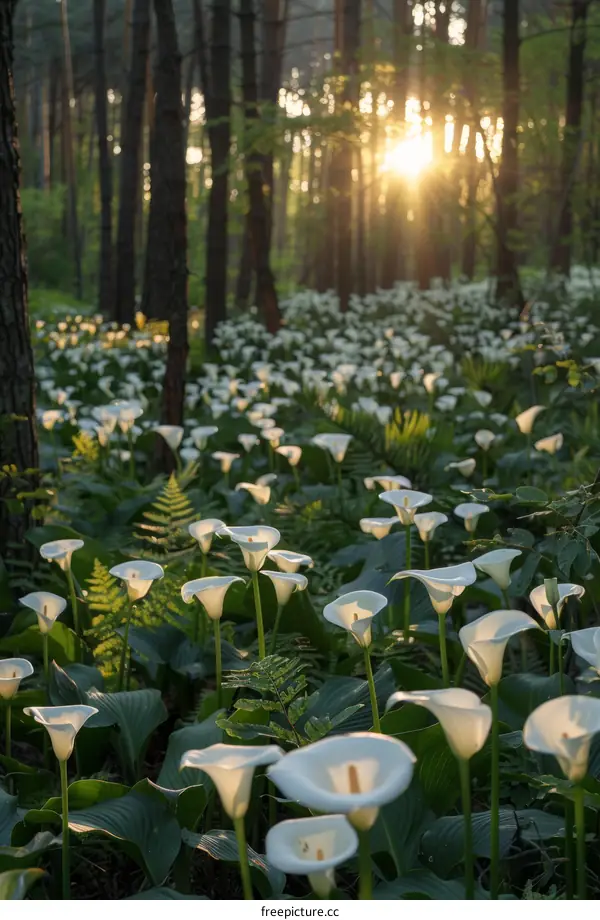 Calla lilies in the forest