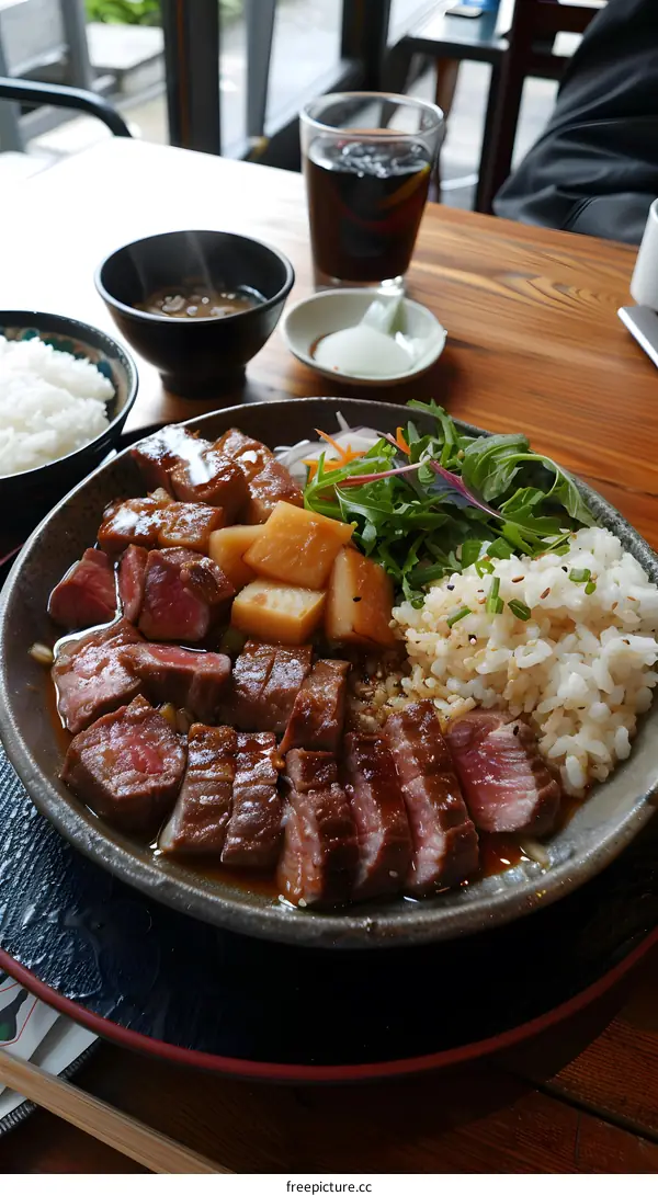 Japanese Steak Rice Bowl Meal
