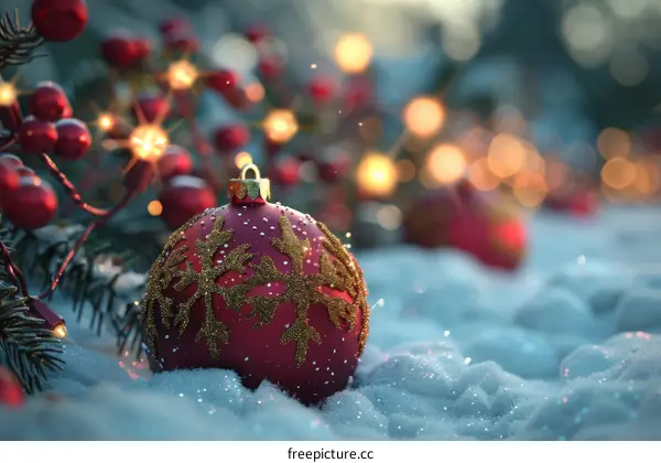 Christmas Bauble with Holly and Pine Cones