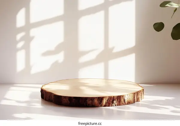 Wooden Disc Display Stand Sunlight and Shadows