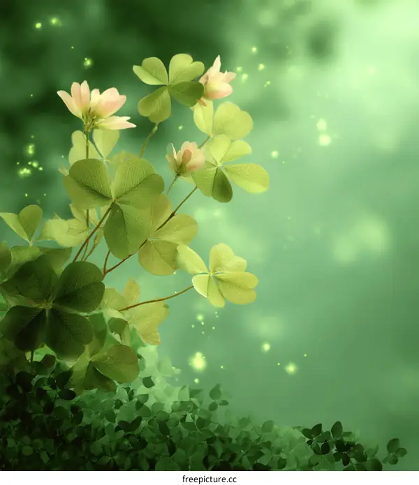 Beautiful Shamrock Flowers in a Green Background