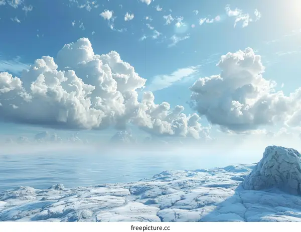 Fantasy landscape with clouds and rocks