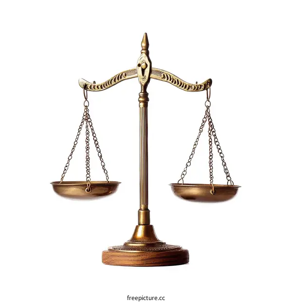 Antique Gold Balance Scale on White Background