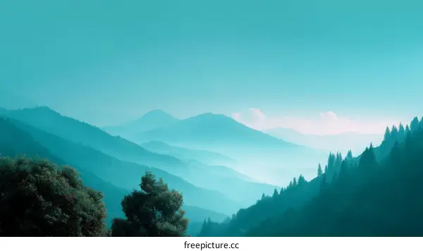 Misty Mountain Range Landscape
