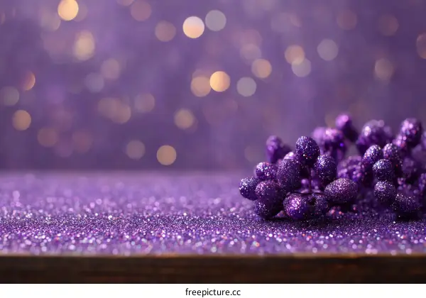 Purple Glitter Background with Christmas Ornament