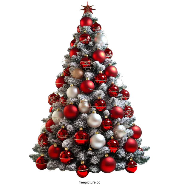 [Transparent Background PNG]Festive Christmas Tree Decorated with Ornaments