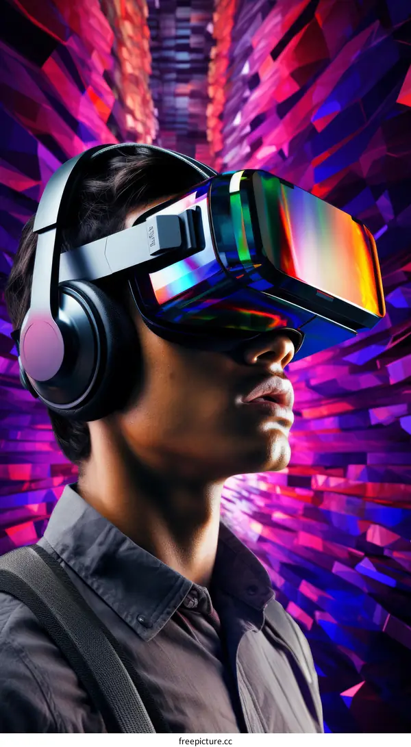 A person wearing a virtual reality headset