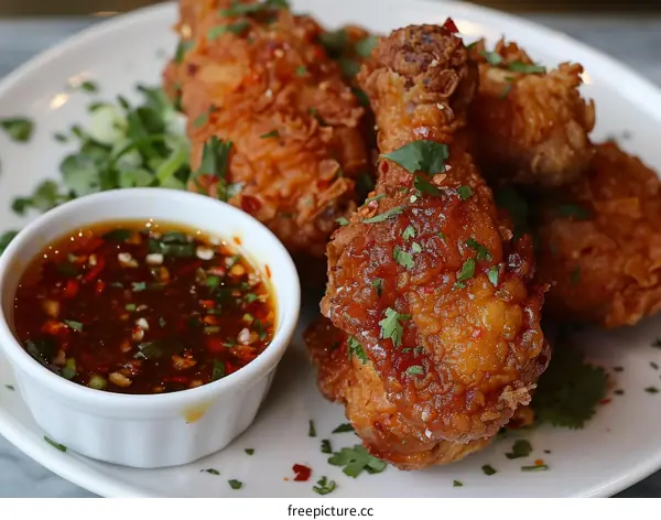 Crispy Fried Chicken with Spicy Dipping Sauce