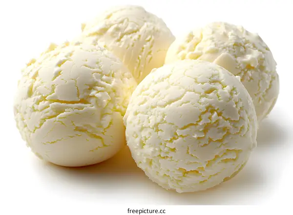 Four Vanilla Ice Cream Scoops