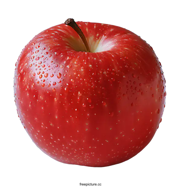 [Transparent Background PNG]Red Apple with Water Droplets