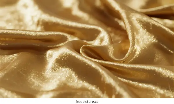 Elegant golden silk fabric with soft folds and shimmering texture