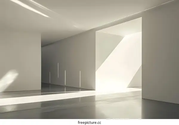 Minimalist White Room With Sunlight