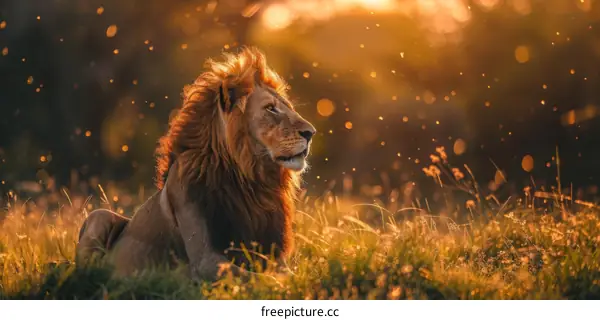 Lion resting in the savanna